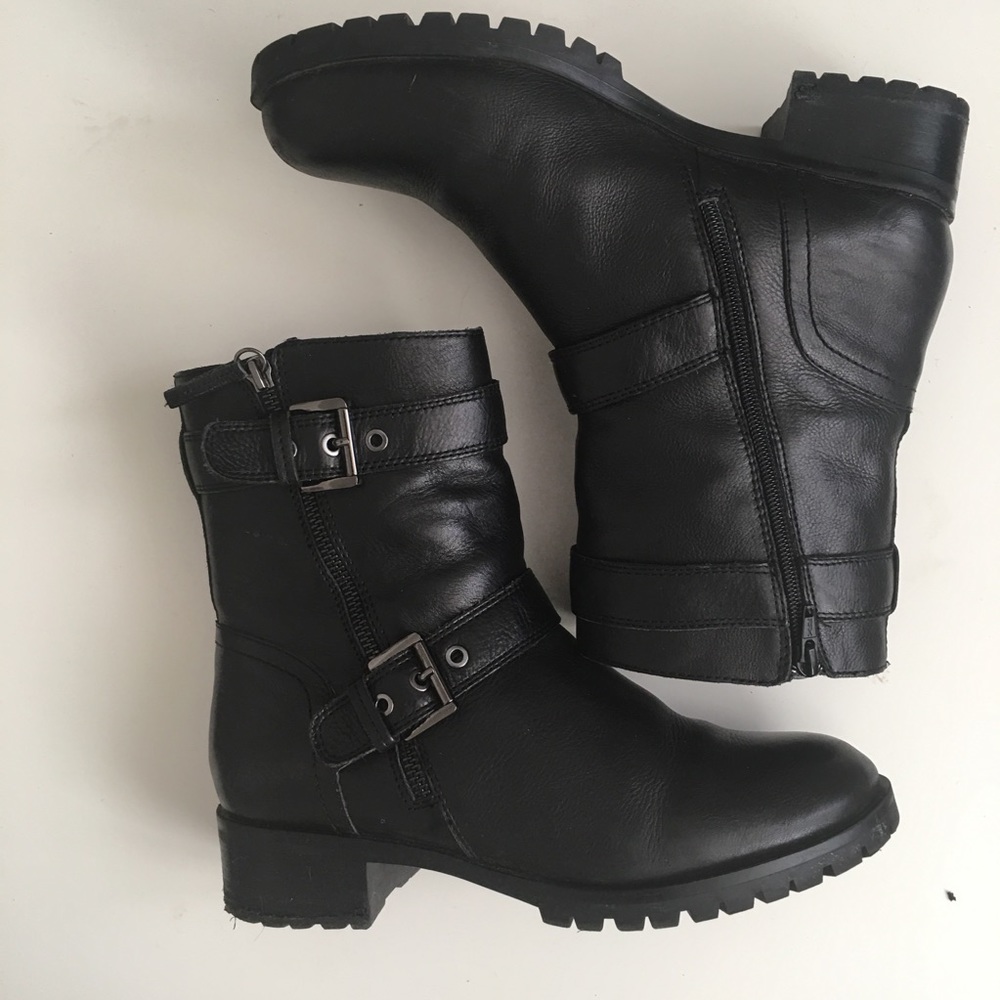 Aldo Leather Fur Lined Moto Boots 9